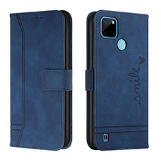 Coque Portefeuille Livre Cuir Etui Clapet H01X pour Realme C25Y Bleu