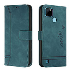 Coque Portefeuille Livre Cuir Etui Clapet H01X pour Realme C25Y India Vert