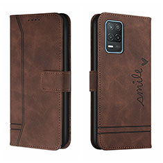 Coque Portefeuille Livre Cuir Etui Clapet H01X pour Realme Q3 5G Marron