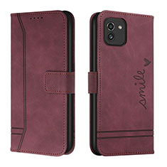 Coque Portefeuille Livre Cuir Etui Clapet H01X pour Samsung Galaxy A03 Rouge