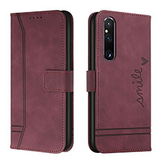 Coque Portefeuille Livre Cuir Etui Clapet H01X pour Sony Xperia 1 V Rouge