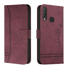 Coque Portefeuille Livre Cuir Etui Clapet H01X pour Vivo Y11 Rouge