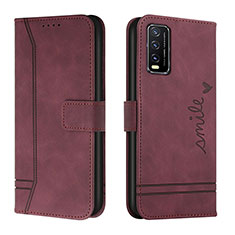 Coque Portefeuille Livre Cuir Etui Clapet H01X pour Vivo Y12A Rouge