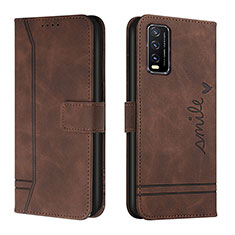 Coque Portefeuille Livre Cuir Etui Clapet H01X pour Vivo Y20G Marron