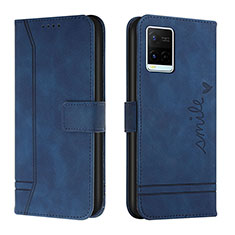 Coque Portefeuille Livre Cuir Etui Clapet H01X pour Vivo Y21 Bleu