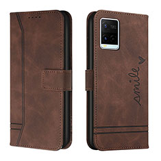 Coque Portefeuille Livre Cuir Etui Clapet H01X pour Vivo Y21 Marron