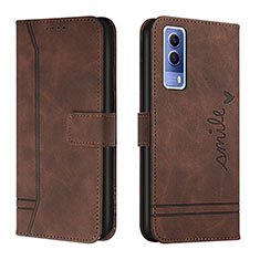 Coque Portefeuille Livre Cuir Etui Clapet H01X pour Vivo Y51s 5G Marron