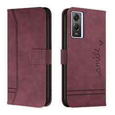 Coque Portefeuille Livre Cuir Etui Clapet H01X pour Vivo Y55s (2021) Rouge