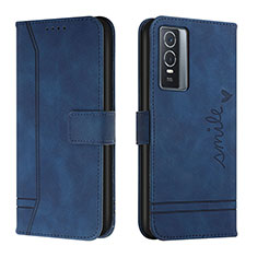 Coque Portefeuille Livre Cuir Etui Clapet H01X pour Vivo Y76 5G Bleu