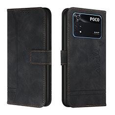 Coque Portefeuille Livre Cuir Etui Clapet H01X pour Xiaomi Poco M4 Pro 4G Noir