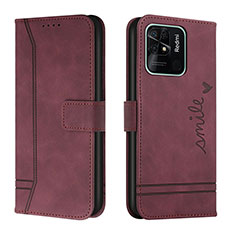 Coque Portefeuille Livre Cuir Etui Clapet H01X pour Xiaomi Redmi 10 India Rouge