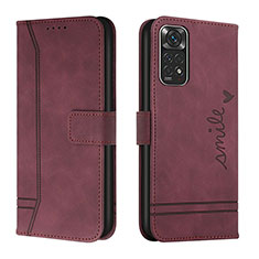 Coque Portefeuille Livre Cuir Etui Clapet H01X pour Xiaomi Redmi Note 11 4G (2022) Rouge