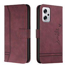 Coque Portefeuille Livre Cuir Etui Clapet H01X pour Xiaomi Redmi Note 11T Pro 5G Rouge