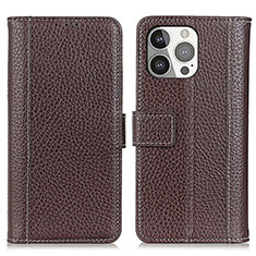 Coque Portefeuille Livre Cuir Etui Clapet H02 pour Apple iPhone 14 Pro Marron