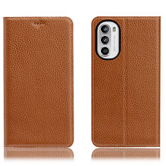 Coque Portefeuille Livre Cuir Etui Clapet H02P pour Motorola Moto Edge (2022) 5G Brun Clair