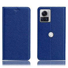 Coque Portefeuille Livre Cuir Etui Clapet H02P pour Motorola Moto Edge X30 Pro 5G Bleu