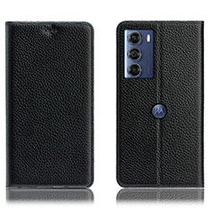 Coque Portefeuille Livre Cuir Etui Clapet H02P pour Motorola Moto G200 5G Noir