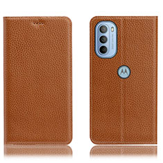 Coque Portefeuille Livre Cuir Etui Clapet H02P pour Motorola Moto G41 Brun Clair