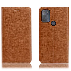 Coque Portefeuille Livre Cuir Etui Clapet H02P pour Motorola Moto G50 Brun Clair