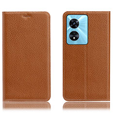 Coque Portefeuille Livre Cuir Etui Clapet H02P pour Oppo A1 5G Brun Clair