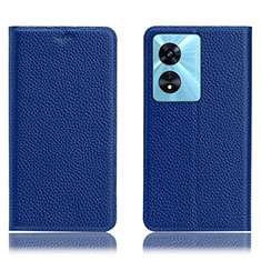 Coque Portefeuille Livre Cuir Etui Clapet H02P pour Oppo A18 Bleu