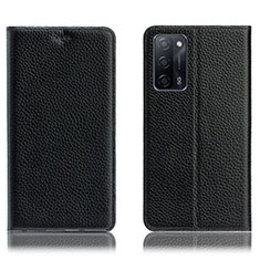 Coque Portefeuille Livre Cuir Etui Clapet H02P pour Oppo A55 5G Noir