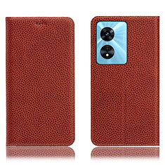 Coque Portefeuille Livre Cuir Etui Clapet H02P pour Oppo A58 4G Marron