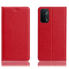 Coque Portefeuille Livre Cuir Etui Clapet H02P pour Oppo A74 5G Rouge