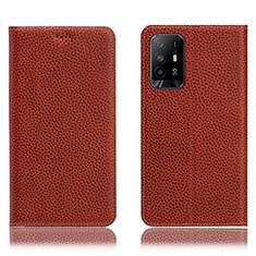 Coque Portefeuille Livre Cuir Etui Clapet H02P pour Oppo A94 5G Marron