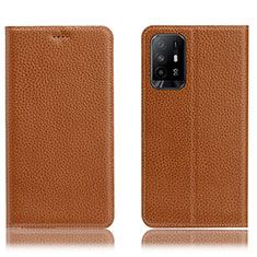 Coque Portefeuille Livre Cuir Etui Clapet H02P pour Oppo A95 5G Brun Clair