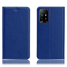 Coque Portefeuille Livre Cuir Etui Clapet H02P pour Oppo F19 Pro+ Plus 5G Bleu