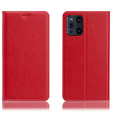 Coque Portefeuille Livre Cuir Etui Clapet H02P pour Oppo Find X3 5G Rouge
