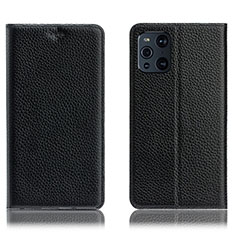 Coque Portefeuille Livre Cuir Etui Clapet H02P pour Oppo Find X3 Pro 5G Noir