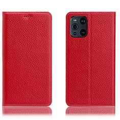 Coque Portefeuille Livre Cuir Etui Clapet H02P pour Oppo Find X3 Pro 5G Rouge