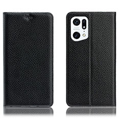 Coque Portefeuille Livre Cuir Etui Clapet H02P pour Oppo Find X5 Pro 5G Noir