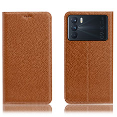 Coque Portefeuille Livre Cuir Etui Clapet H02P pour Oppo K9 Pro 5G Brun Clair