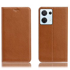 Coque Portefeuille Livre Cuir Etui Clapet H02P pour Oppo Reno8 5G Brun Clair