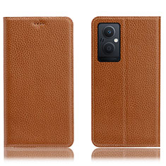 Coque Portefeuille Livre Cuir Etui Clapet H02P pour Oppo Reno8 Z 5G Brun Clair