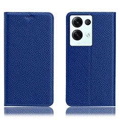 Coque Portefeuille Livre Cuir Etui Clapet H02P pour Oppo Reno9 Pro+ Plus 5G Bleu