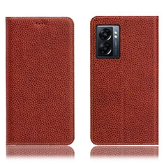 Coque Portefeuille Livre Cuir Etui Clapet H02P pour Realme V23i 5G Marron