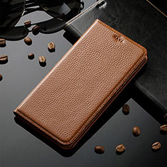 Coque Portefeuille Livre Cuir Etui Clapet H02P pour Samsung Galaxy S10 Lite Brun Clair