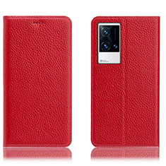 Coque Portefeuille Livre Cuir Etui Clapet H02P pour Vivo iQOO 8 5G Rouge