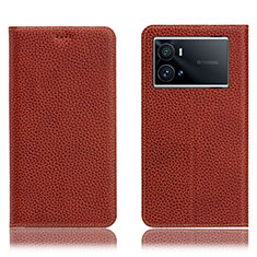 Coque Portefeuille Livre Cuir Etui Clapet H02P pour Vivo iQOO 9 Pro 5G Marron