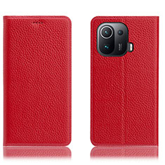 Coque Portefeuille Livre Cuir Etui Clapet H02P pour Xiaomi Mi 11 Pro 5G Rouge