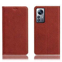 Coque Portefeuille Livre Cuir Etui Clapet H02P pour Xiaomi Mi 12 5G Marron