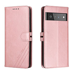 Coque Portefeuille Livre Cuir Etui Clapet H02X pour Google Pixel 6 5G Or Rose