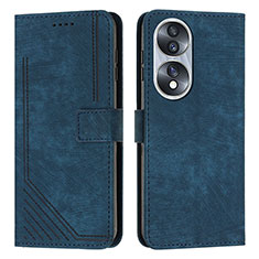 Coque Portefeuille Livre Cuir Etui Clapet H02X pour Huawei Honor 70 5G Bleu