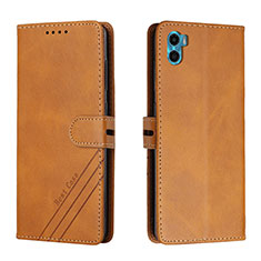 Coque Portefeuille Livre Cuir Etui Clapet H02X pour Motorola Moto E22S Brun Clair