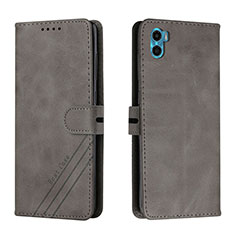 Coque Portefeuille Livre Cuir Etui Clapet H02X pour Motorola Moto E22S Gris