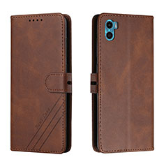 Coque Portefeuille Livre Cuir Etui Clapet H02X pour Motorola Moto E32 India Marron